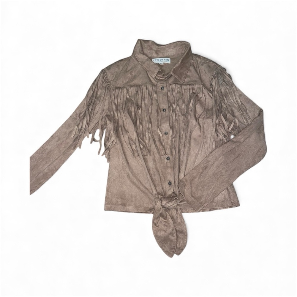 Idyllwind Tan Button-Up Shirt with Fringe